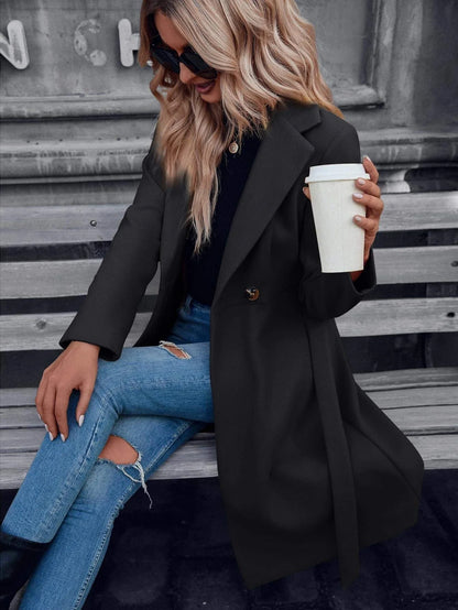Willa Women's Coat | Lined Fabric, A-Line Double Button 9