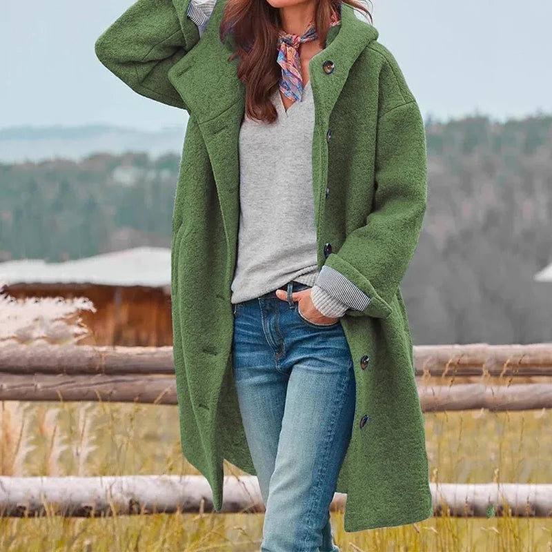 Willa Women's Coat | Wool Blend, Hooded, Loose Fit 0