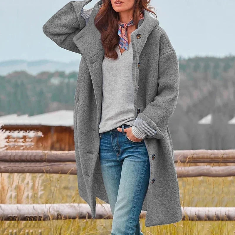 Willa Women's Coat | Wool Blend, Hooded, Loose Fit 2