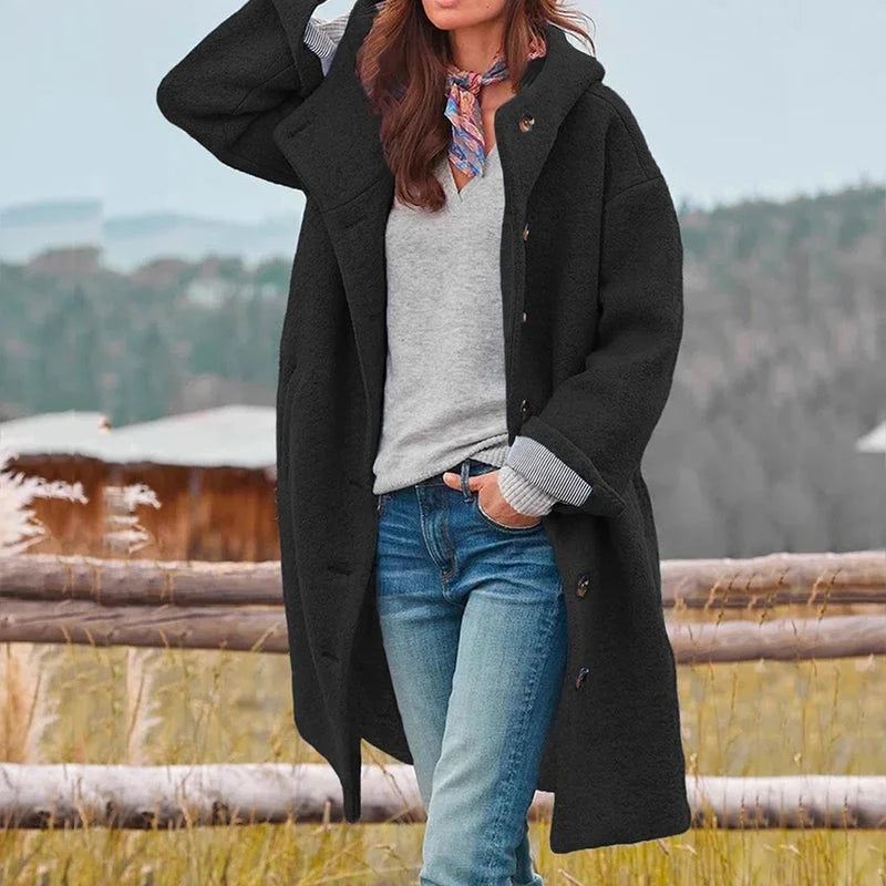 Willa Women's Coat | Wool Blend, Hooded, Loose Fit 3