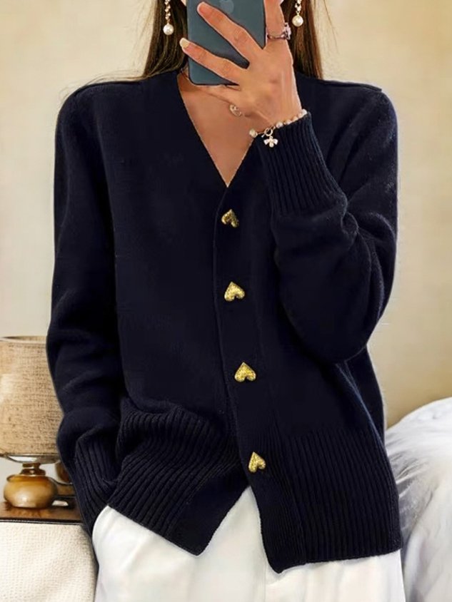 Willa Women's Long Cardigan | Cozy Warmth with Heart Buttons 0