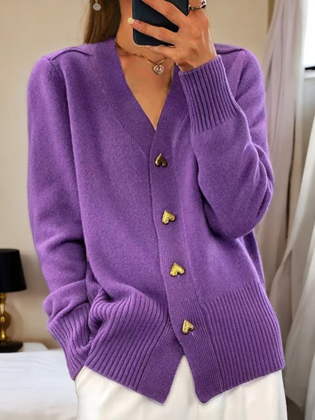 Willa Women's Long Cardigan | Cozy Warmth with Heart Buttons 3