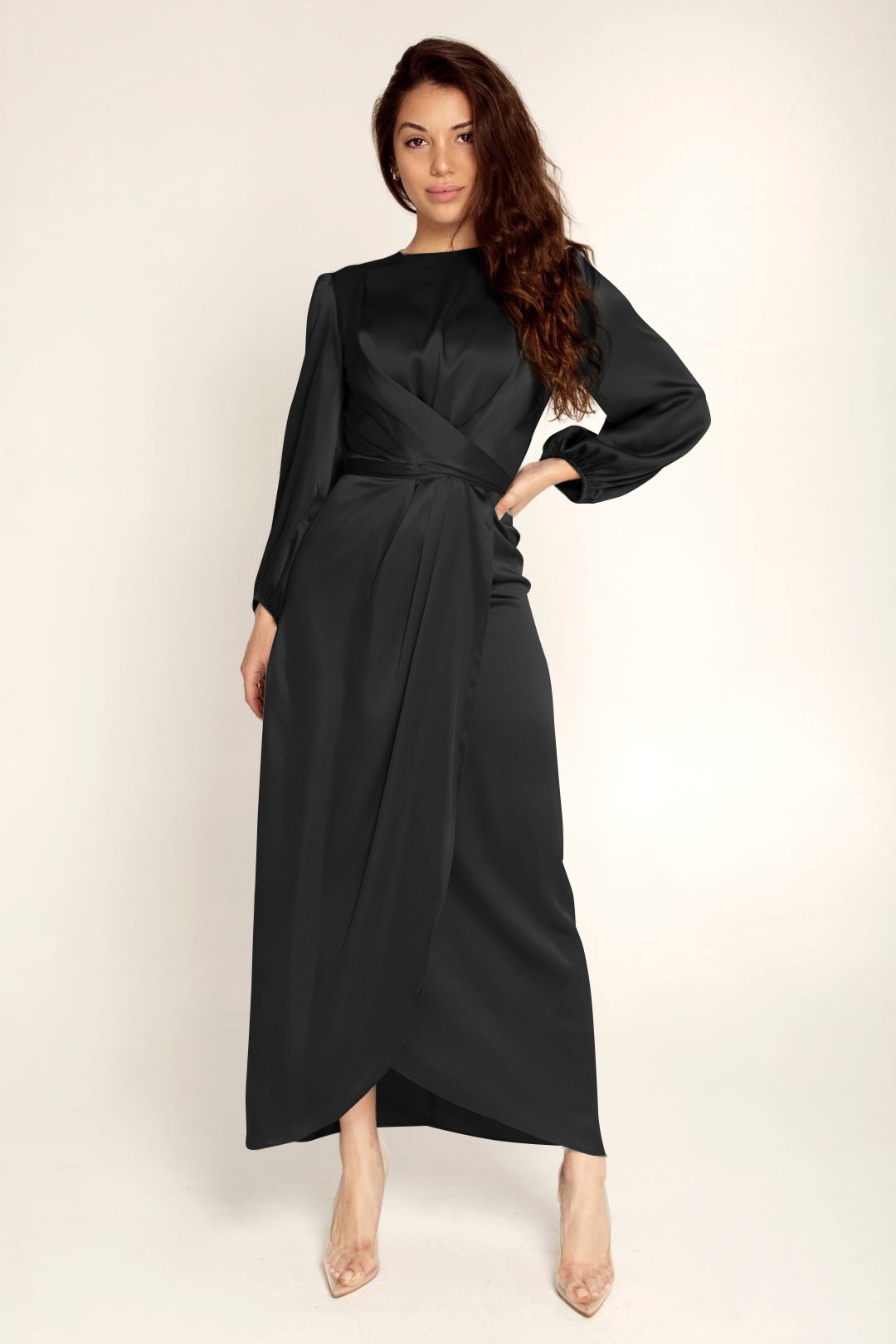 Willa Women's Maxi Dress | Elegant Wrap Design, Long Sleeve 0