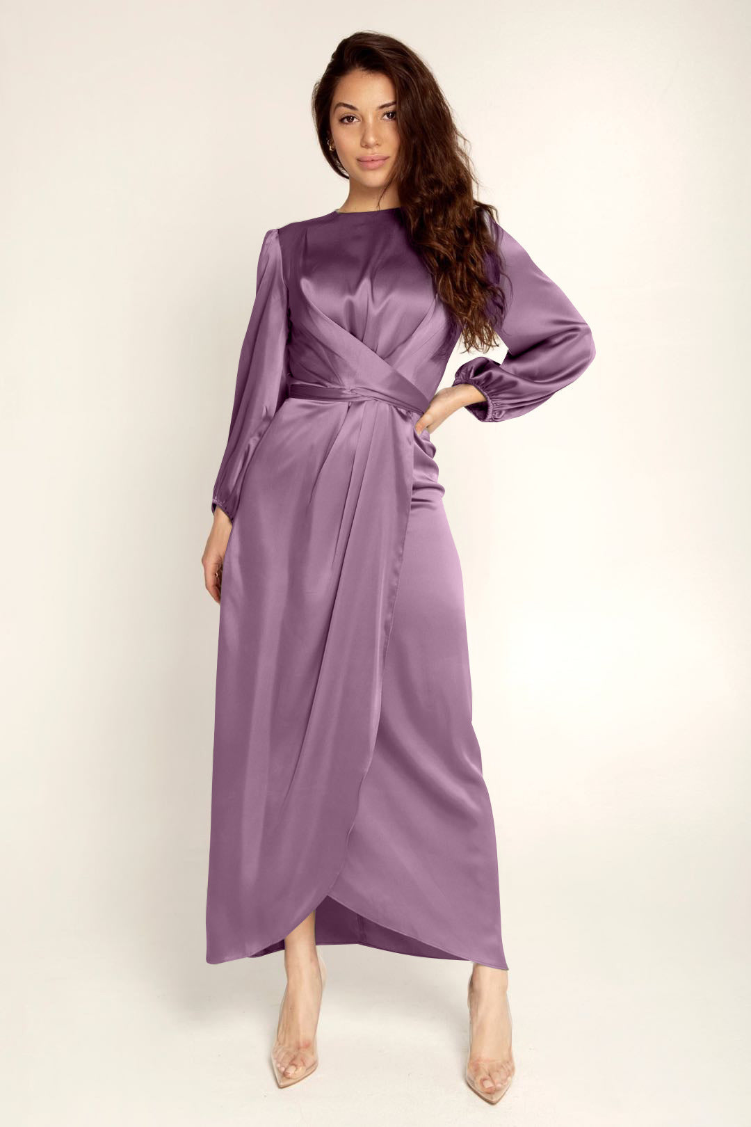 Willa Women's Maxi Dress | Elegant Wrap Design, Long Sleeve 2