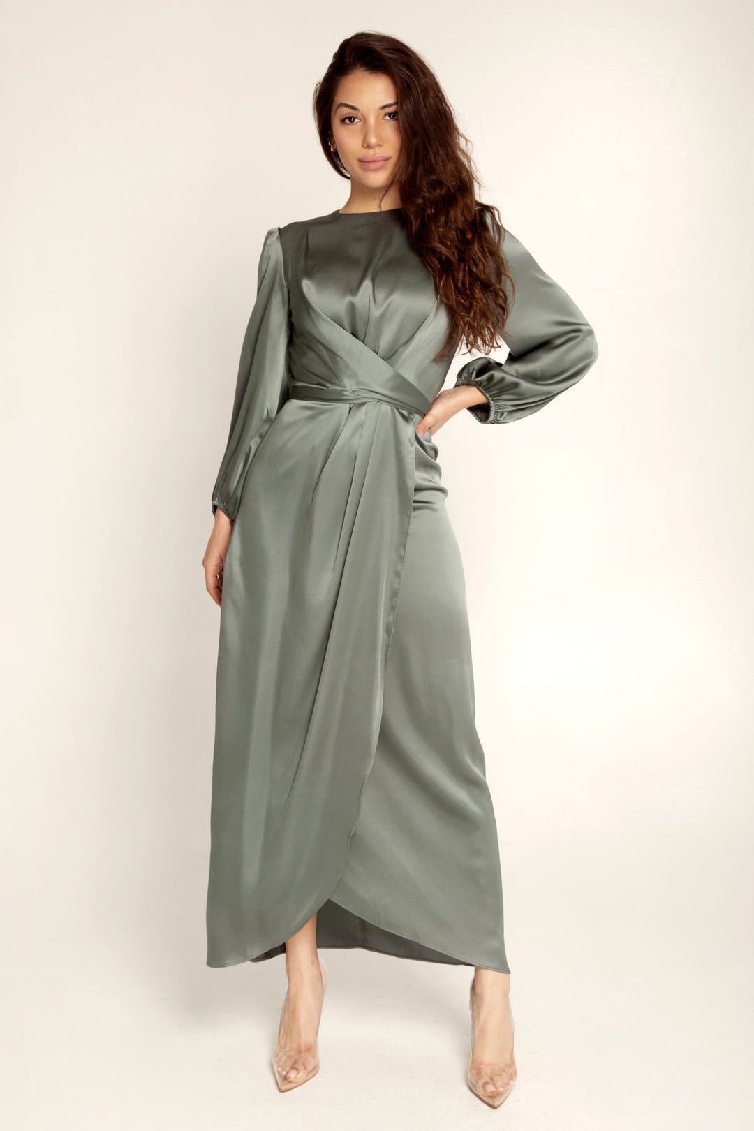 Willa Women's Maxi Dress | Elegant Wrap Design, Long Sleeve 5