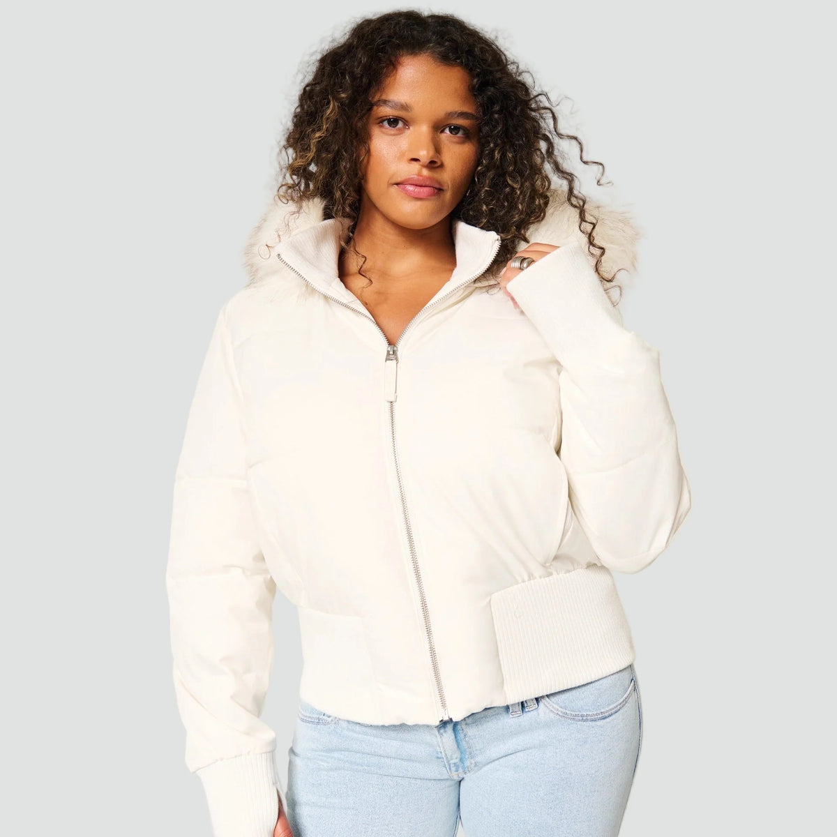 Willa Women's Short Puffer Coat | Fur Hood, Lined, Zipper Closure 1