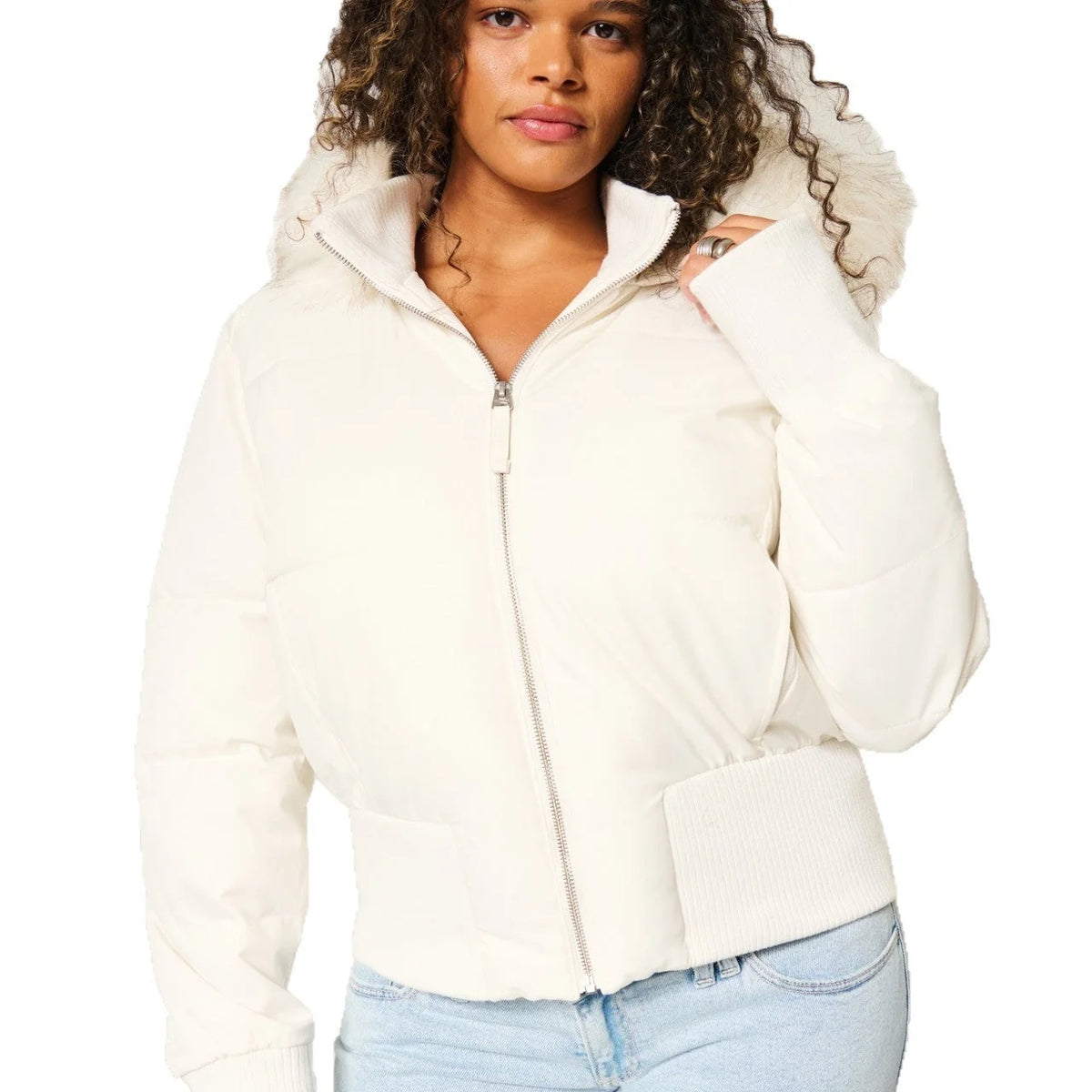 Willa Women's Short Puffer Coat | Fur Hood, Lined, Zipper Closure 2