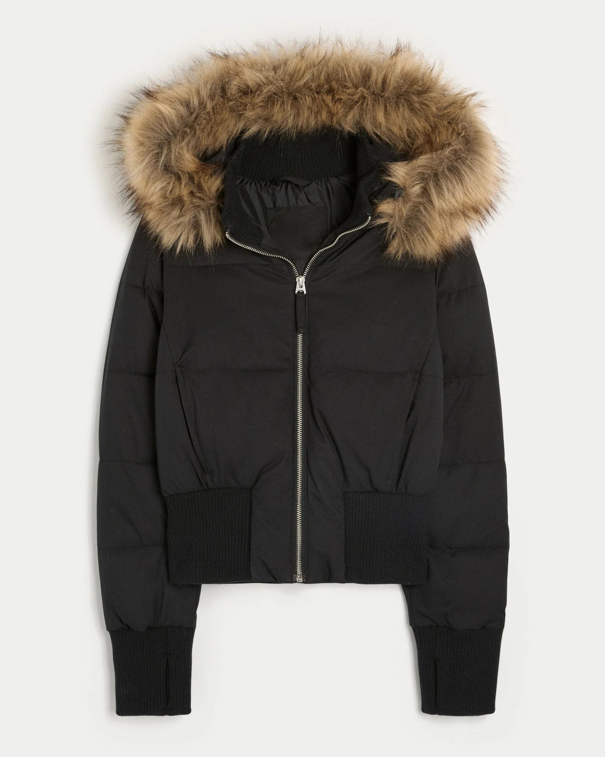 Willa Women's Short Puffer Coat | Fur Hood, Lined, Zipper Closure 4