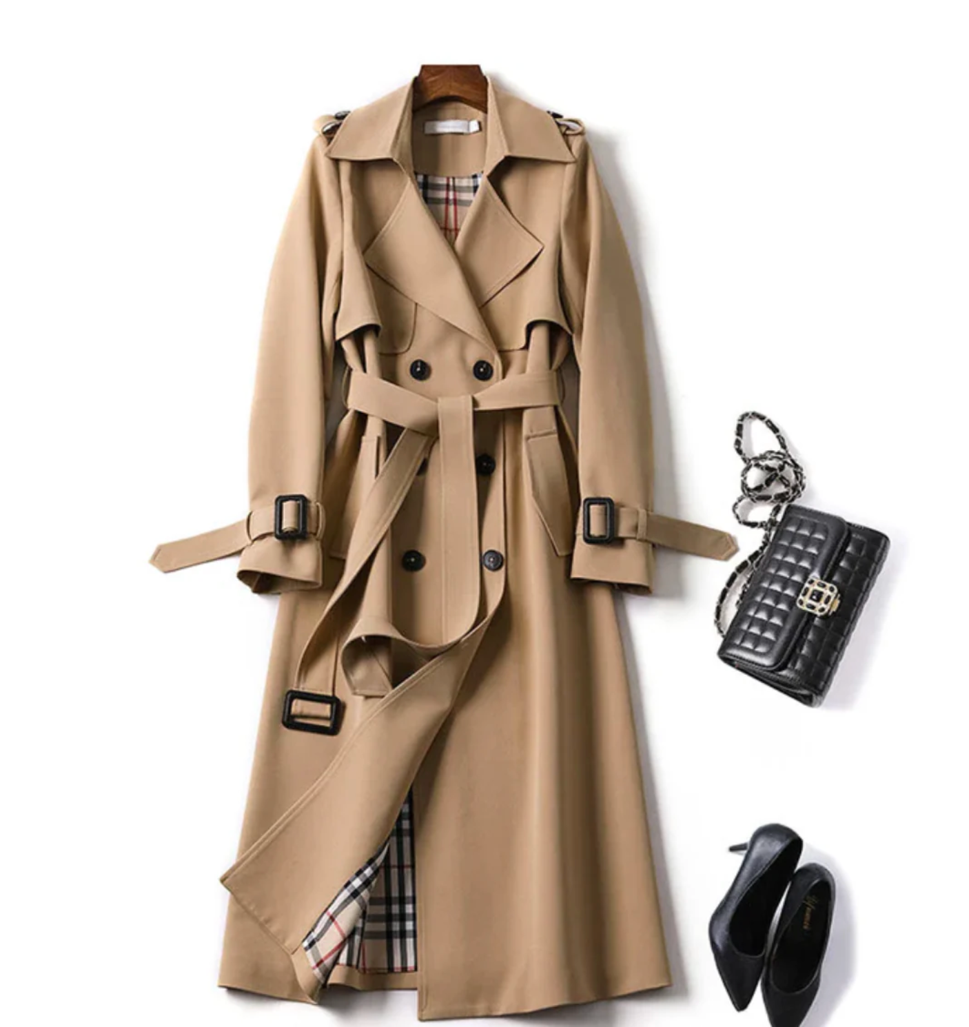 Willa Women's Trench Coat | Double-Breasted Design, Adjustable Belted Waist 0