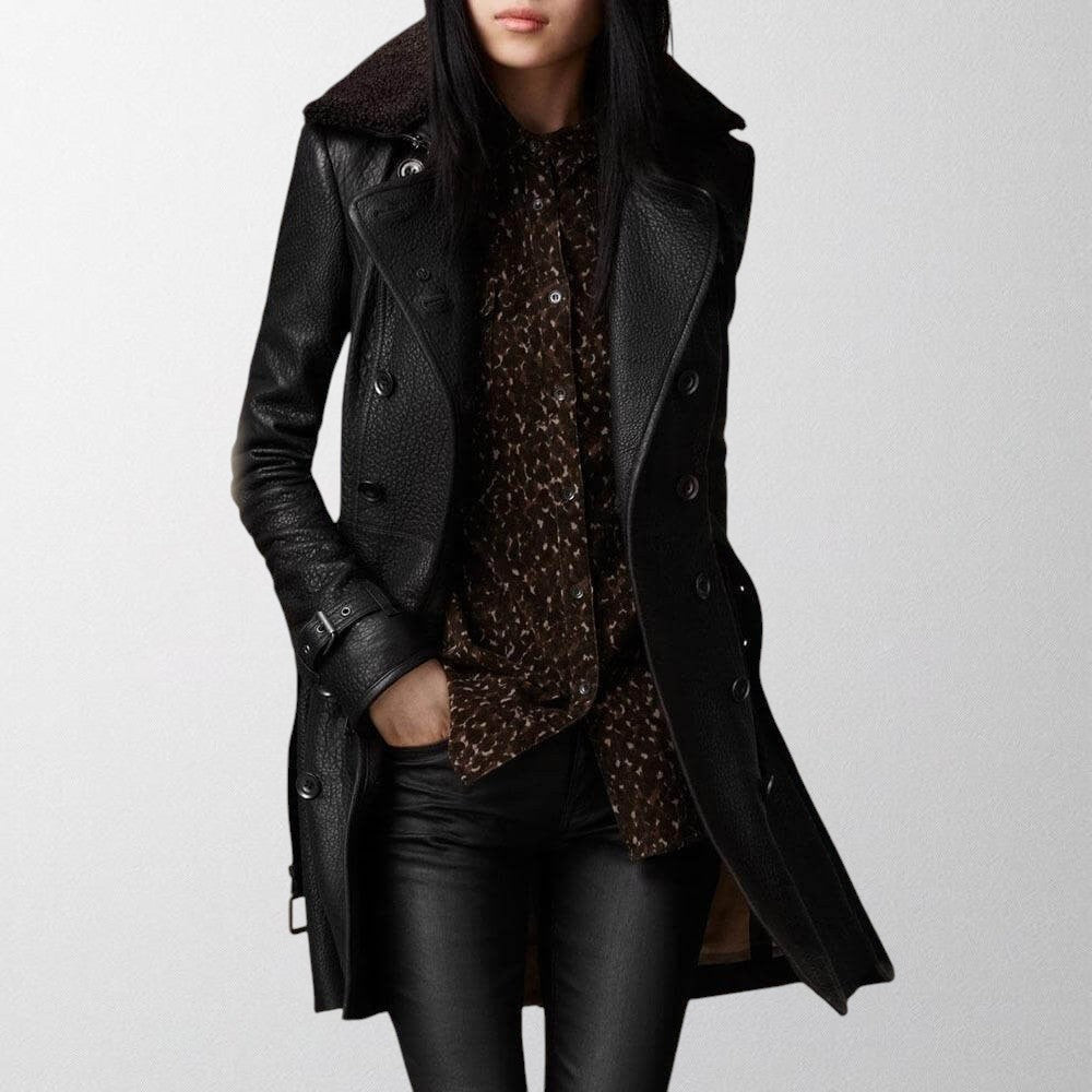 Willa Women's Trench Coat | Double-Breasted Design, Belted Waist 0