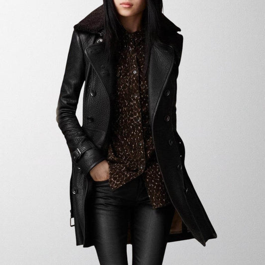 Willa Women's Trench Coat | Double-Breasted Design, Belted Waist 0