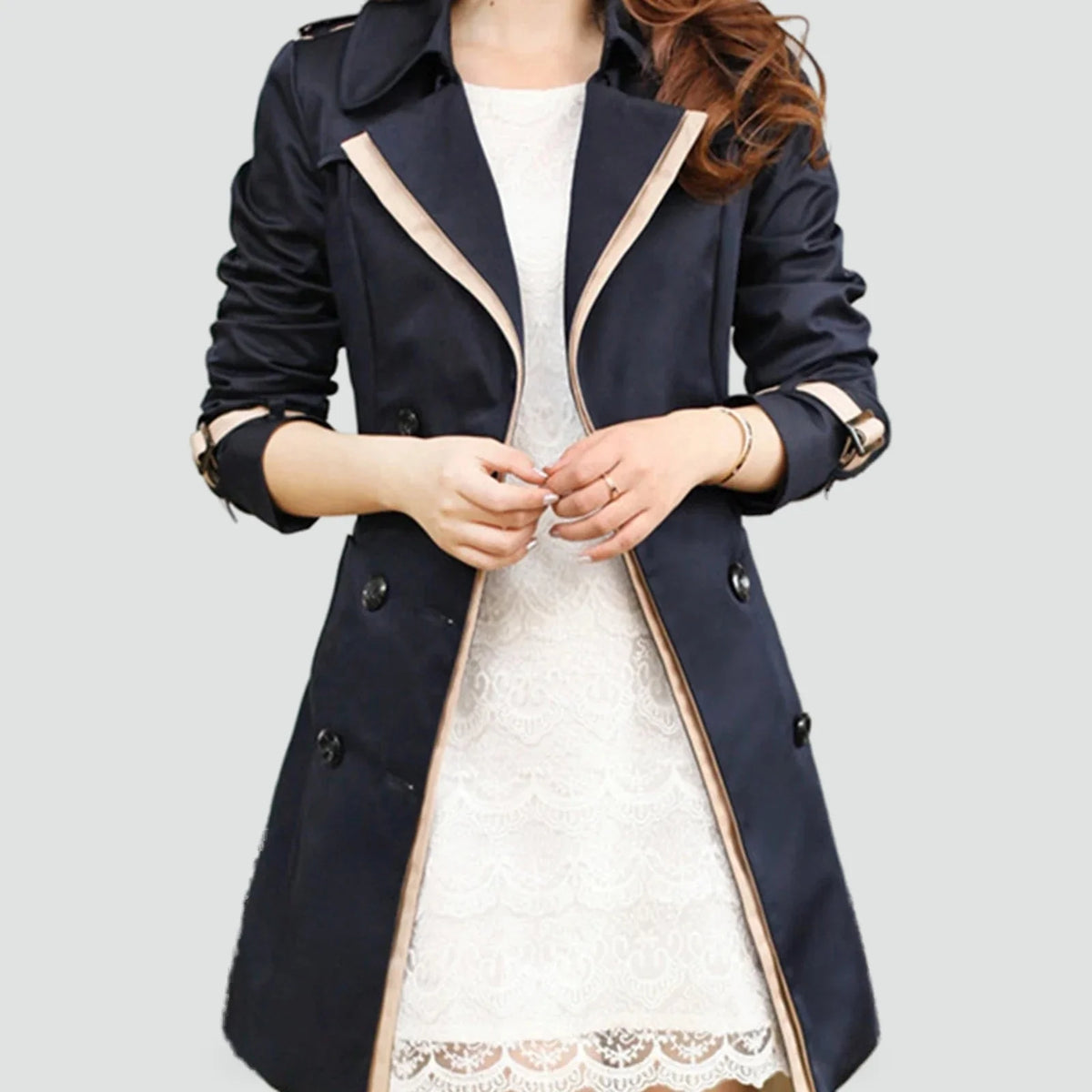 Willa Women's Trench Coat | Windproof, Lapel Collar 1