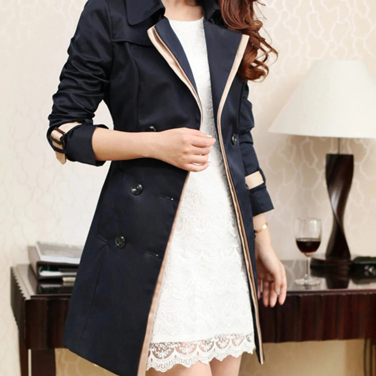 Willa Women's Trench Coat | Windproof, Lapel Collar 2
