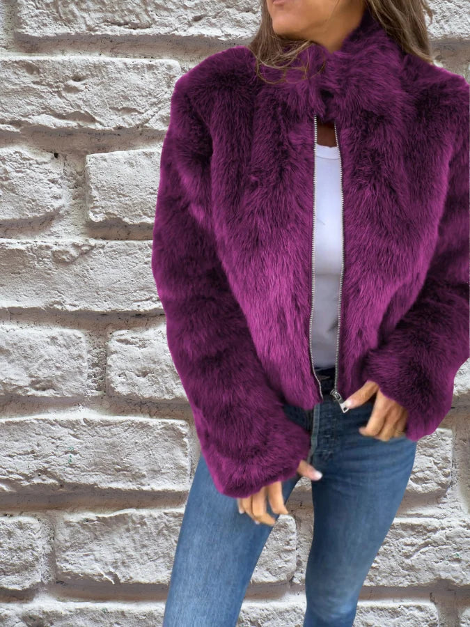 Willa Women's Winter Coat | Faux Fur, Short Lined Warm 4