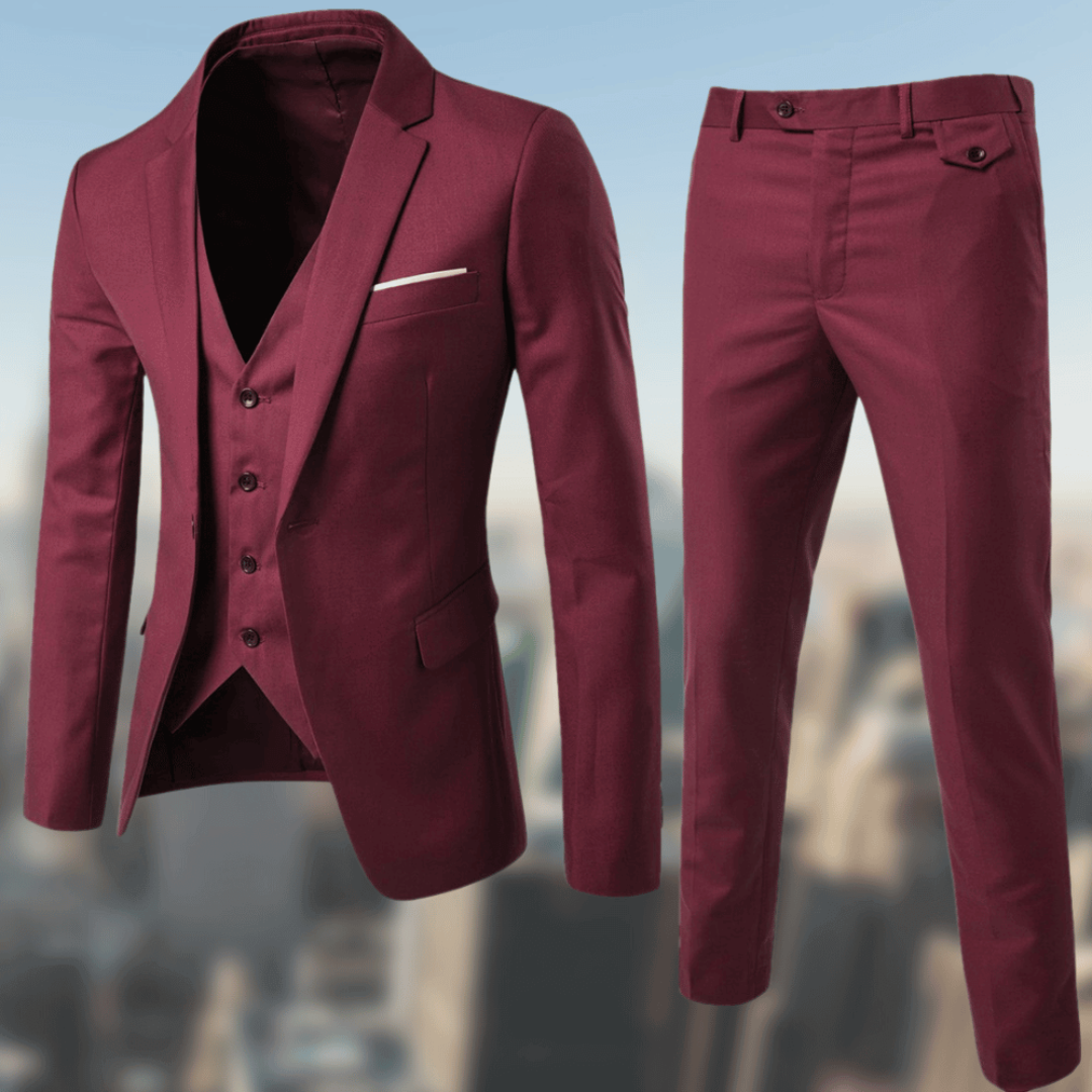 Winston Men's Suit | Classic Three-Piece Wedding Set, Slim Fit 3