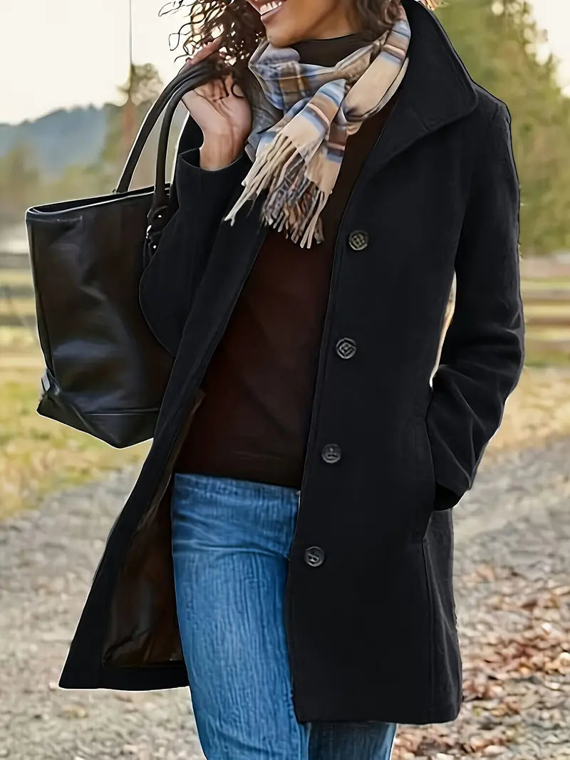 Woven Women's Coat | Elegant One-Button Design, Slim Fit Winter Coat 0