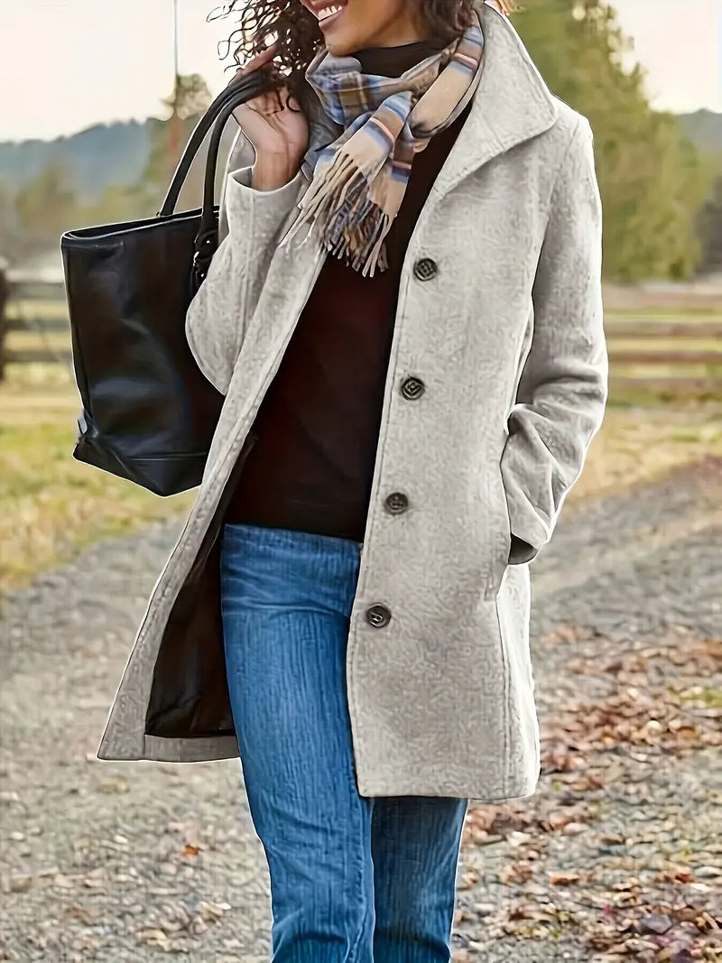 Woven Women's Coat | Elegant One-Button Design, Slim Fit Winter Coat 10