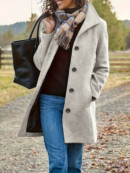 Woven Women's Coat | Elegant One-Button Design, Slim Fit Winter Coat 10