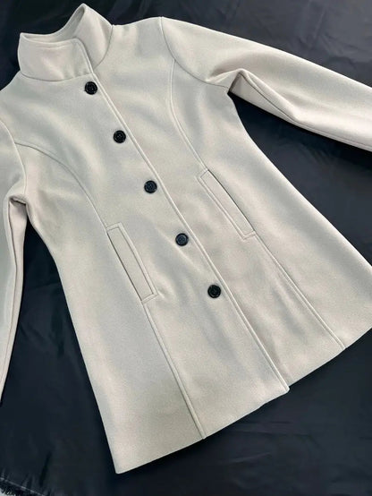 Woven Women's Coat | Elegant One-Button Design, Slim Fit Winter Coat 4