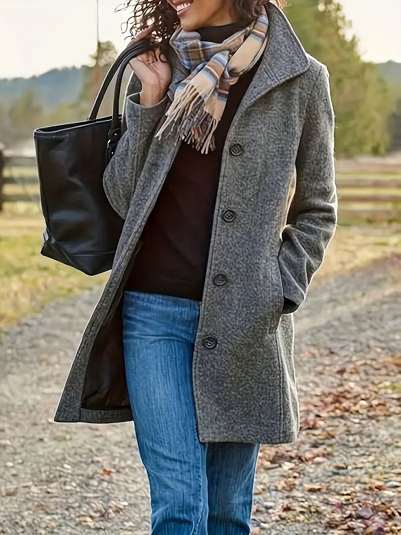 Woven Women's Coat | Elegant One-Button Design, Slim Fit Winter Coat 9