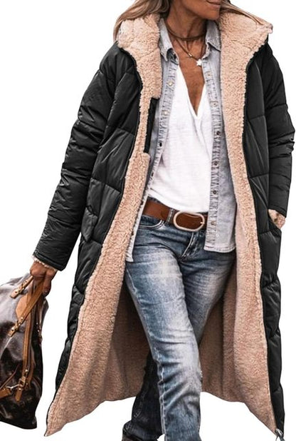 Wren Women's Black Puffer Jacket | Soft Teddy Lining, Long Length 2