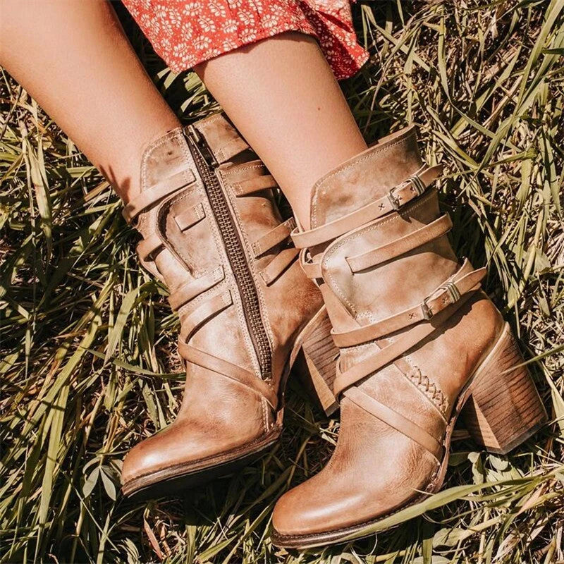 Zara Women's Black Ankle Boots | Genuine Leather, Vintage Biker Style 2