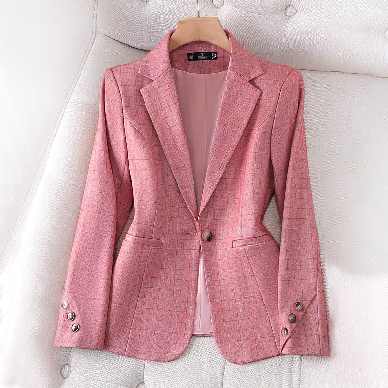 Zara Women's Blazer | Tailored Grid Pattern, Elegant Polyester Blend 0