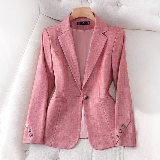 Zara Women's Blazer | Tailored Grid Pattern, Elegant Polyester Blend 0