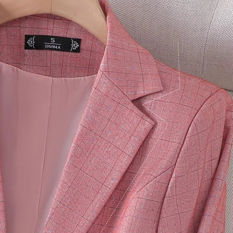 Zara Women's Blazer | Tailored Grid Pattern, Elegant Polyester Blend 1