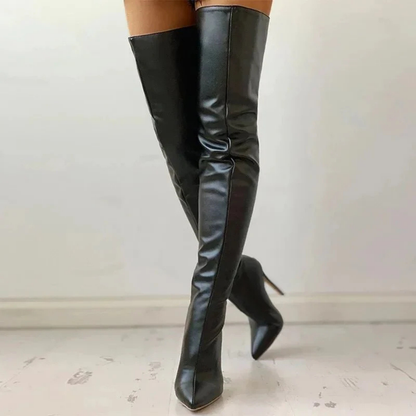 Zara Women's Over The Knee Boots | Pointed Toe, High Heel, Black 1