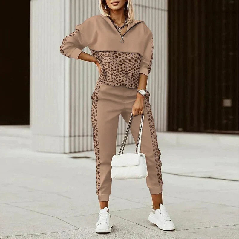Zara Women's Tracksuit Set | Chic Zipper Top, Relaxed Comfort 1